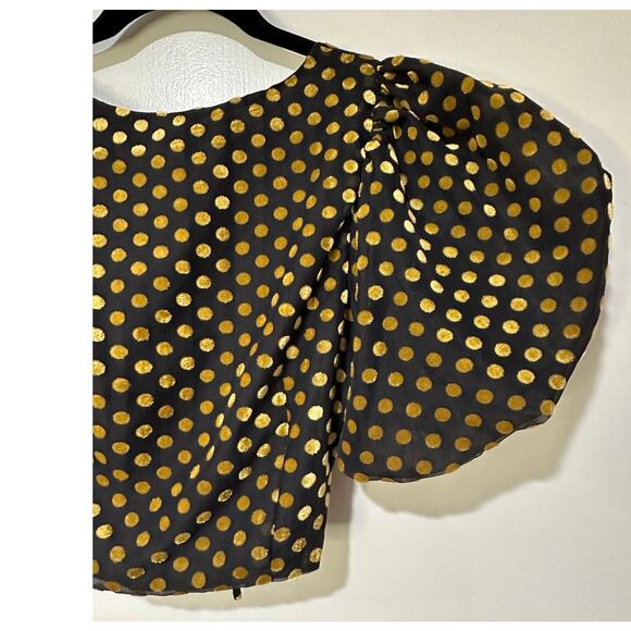 Rhode Resort Lana Top Size 0 XS NWT Dot Jacquard Print Puff Sleeves Tie Keyhole - Picture 12 of 13